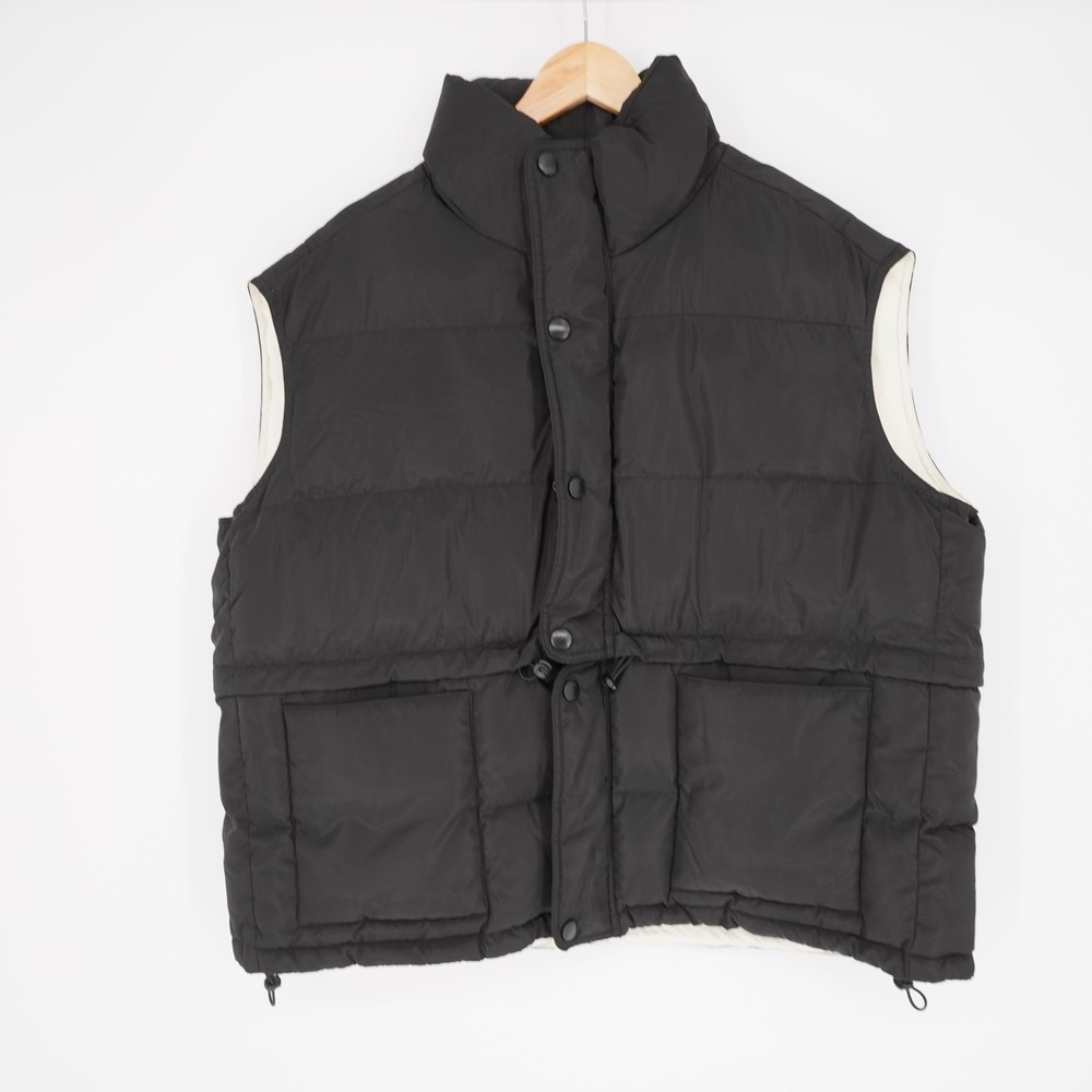 Maje Vest Womens 0 Black Sleeveless Puffer Jacket Collared Zip Pockets Insulated